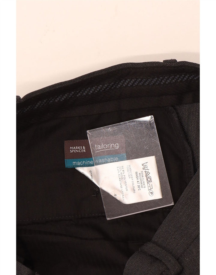 Pantaloni da abito dritti da uomo Marks & Spencer W32 L31 poliestere grigio