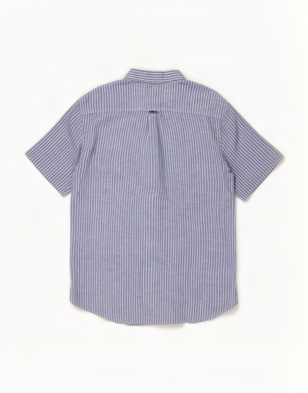 Crew Clothing Camicia a maniche corte da uomo Grande lino gessato blu