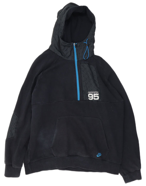 Felpa con cappuccio grafica Nike da uomo UK 46/48 XL cotone geometrico blu navy