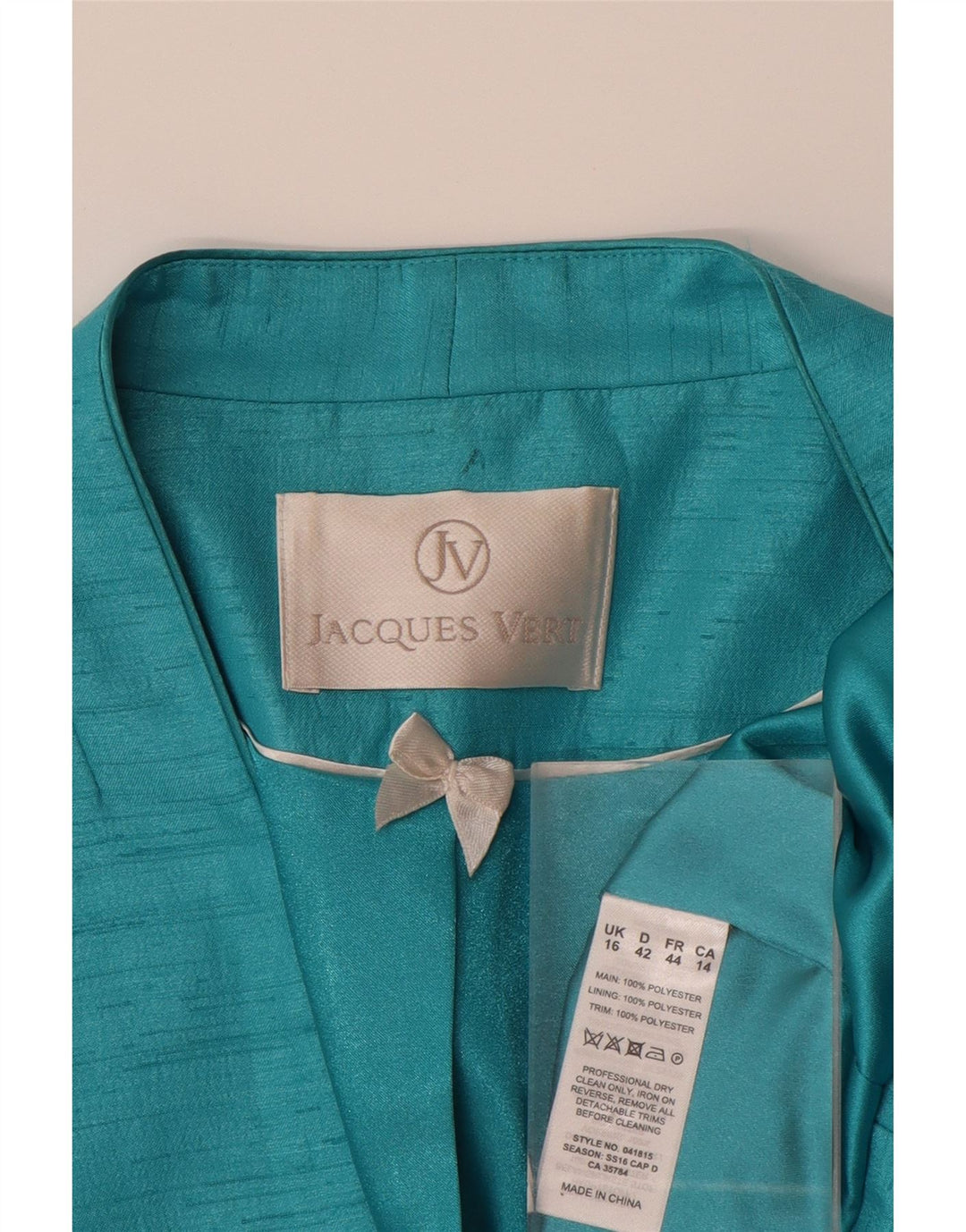 JACQUES VERT Giacca Bolero da donna con maniche a 3/4 UK 16 Grande Turchese