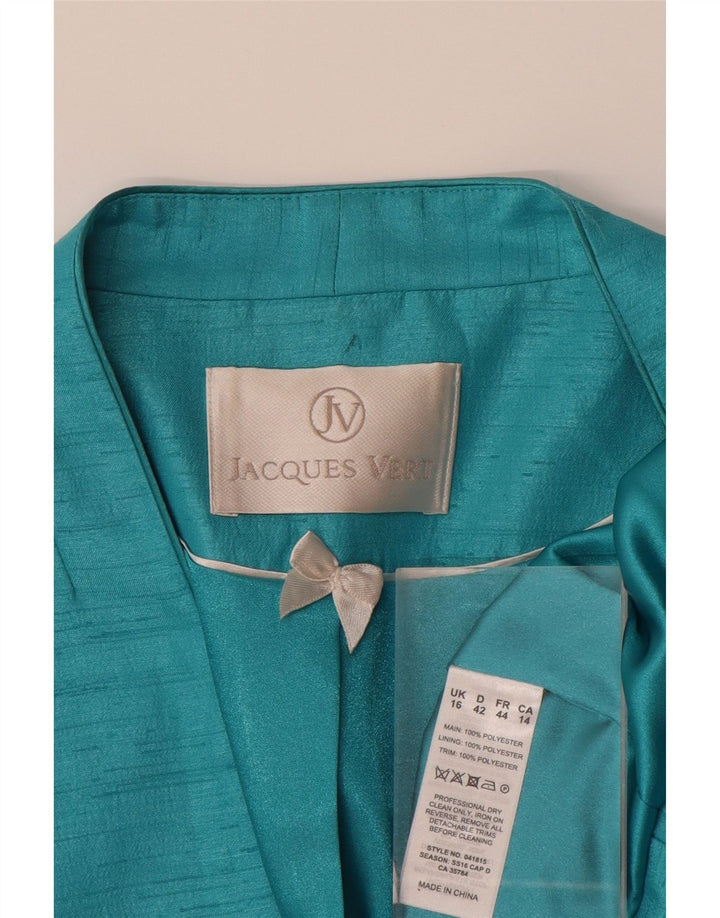 JACQUES VERT Giacca Bolero da donna con maniche a 3/4 UK 16 Grande Turchese