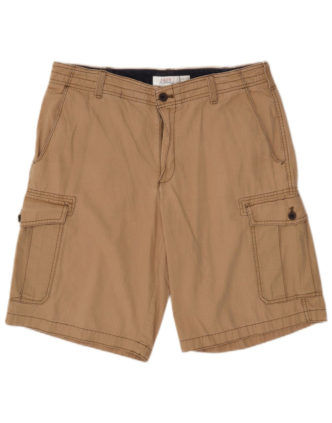 Pantaloncini cargo da uomo IZOD Salt Water W34 Large Beige Check Cotton