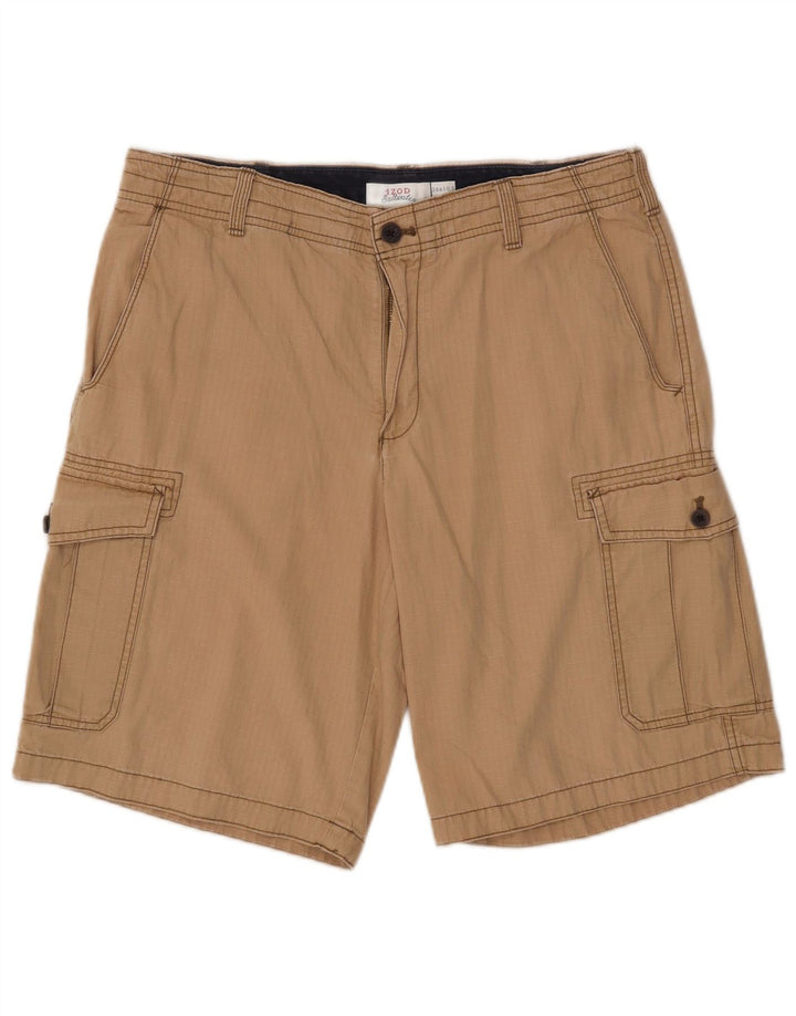 Pantaloncini cargo da uomo IZOD Salt Water W34 Large Beige Check Cotton