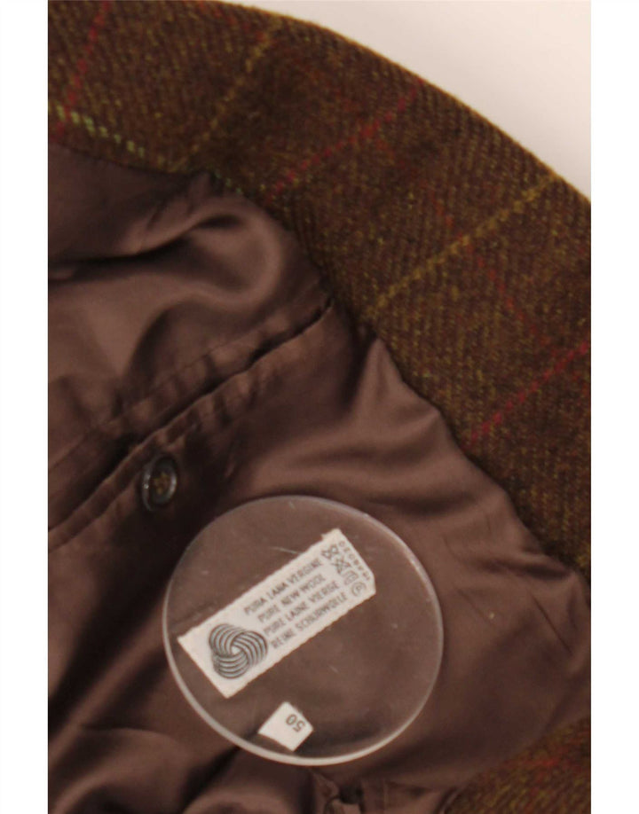 Giacca blazer vintage da uomo a 2 bottoni IT 50 grande lana vergine a quadri marroni