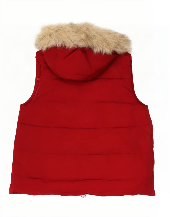 Gilet imbottito con cappuccio da donna Gap UK 14 medio rosso poliestere