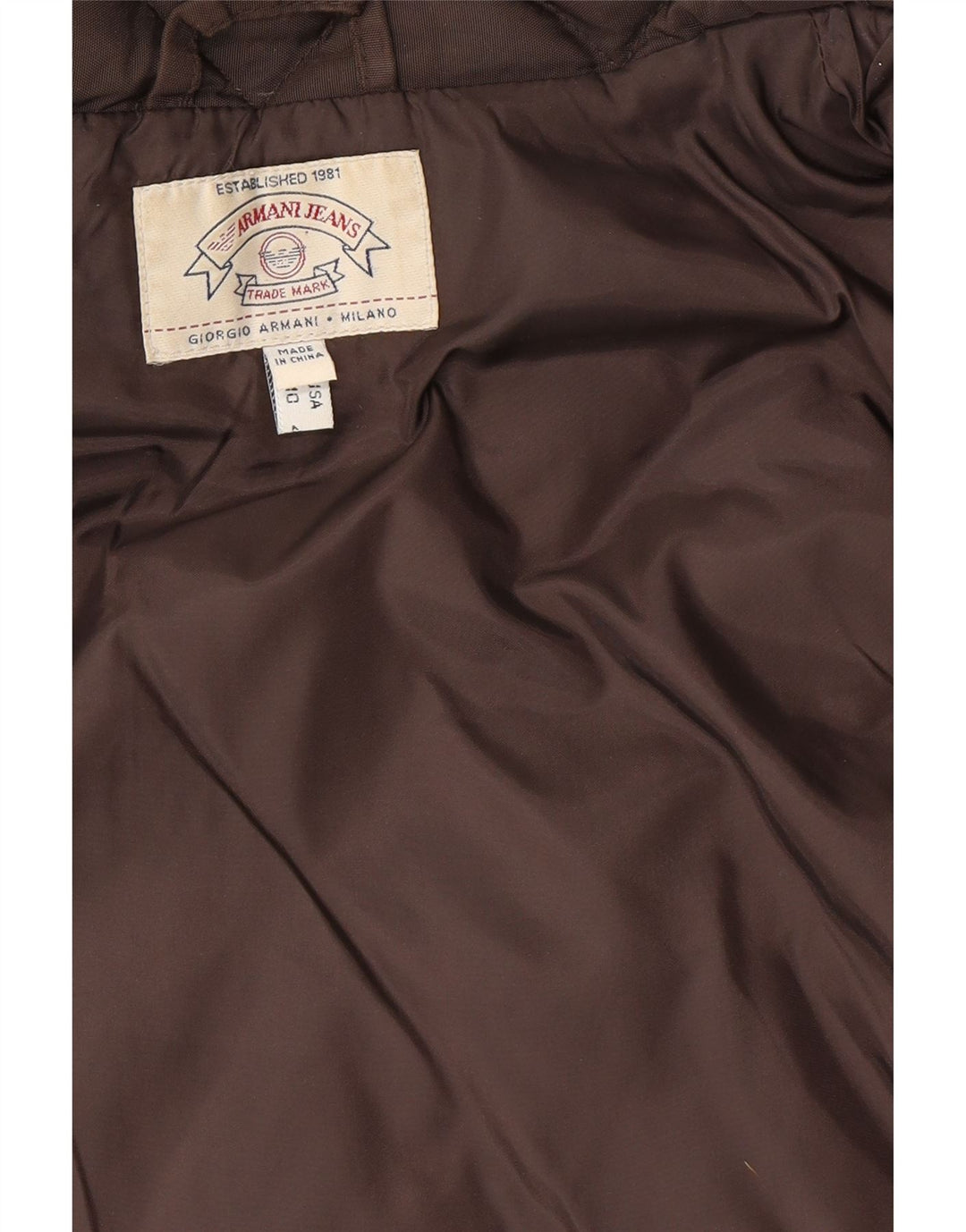 Giacca trapuntata imbottita da donna Armani Jeans UK 14 Large Marrone Poliammide