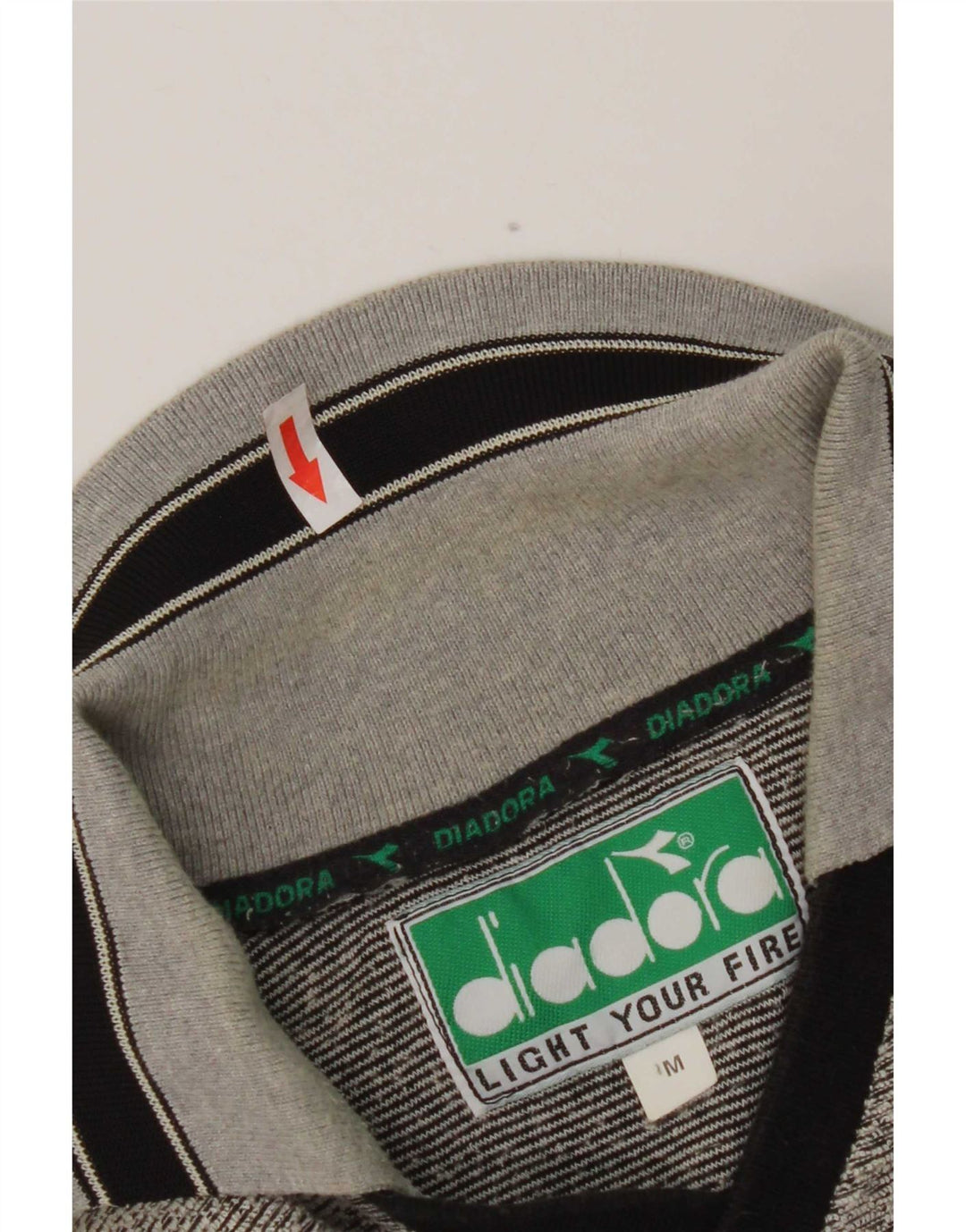 Polo Diadora Uomo Poliestere Rigato Grigio Medio