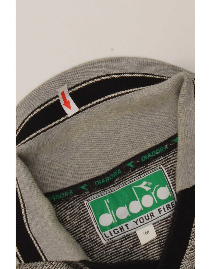 Polo Diadora Uomo Poliestere Rigato Grigio Medio