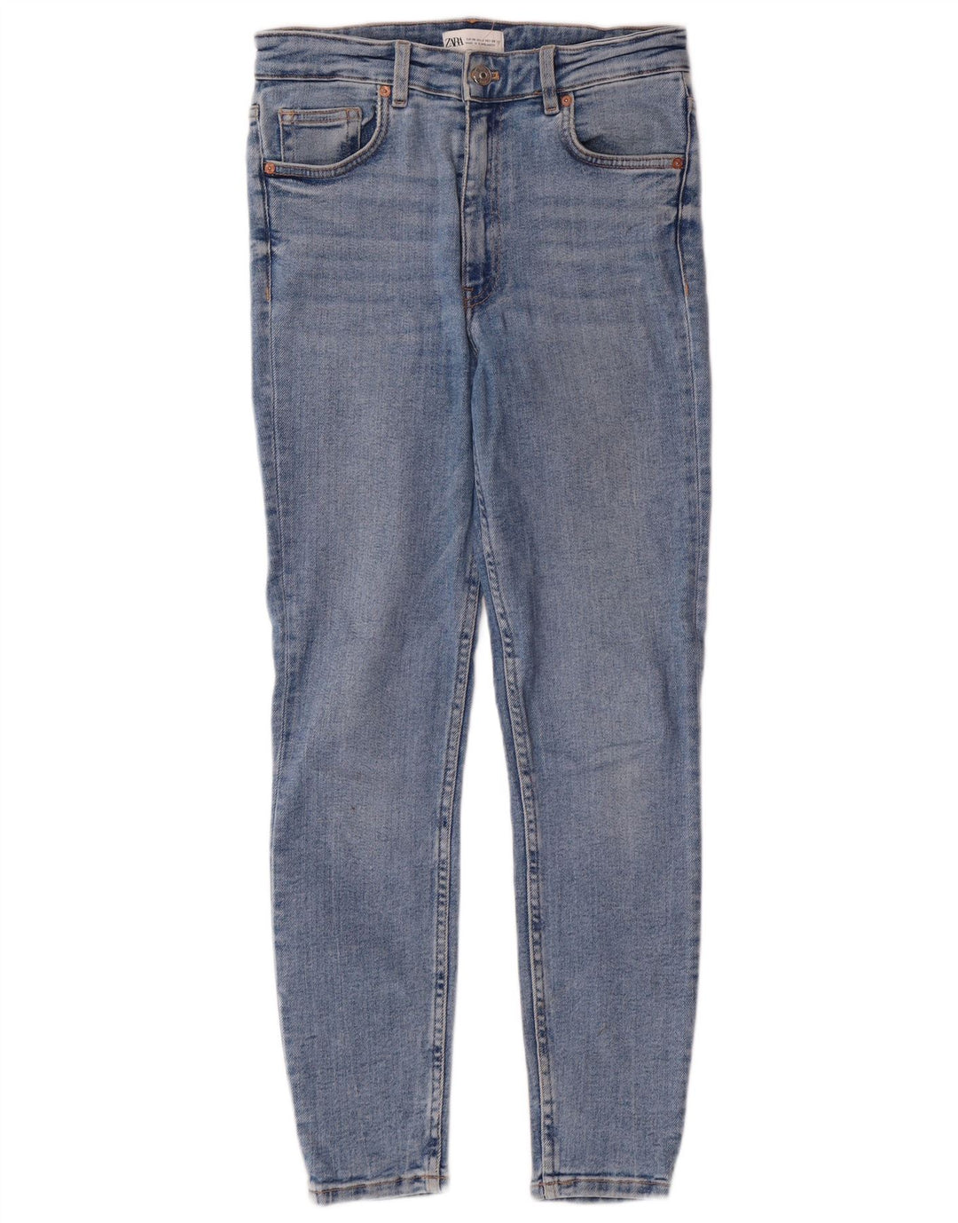 Jeans skinny a vita alta da donna Zara EU 38 Small W28 L27 Blu classico