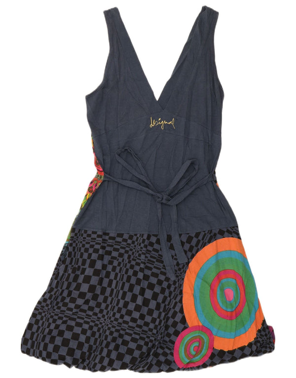 Desigual Abito da donna senza maniche con grafica a trapezio UK 18 XL Blu navy floreale