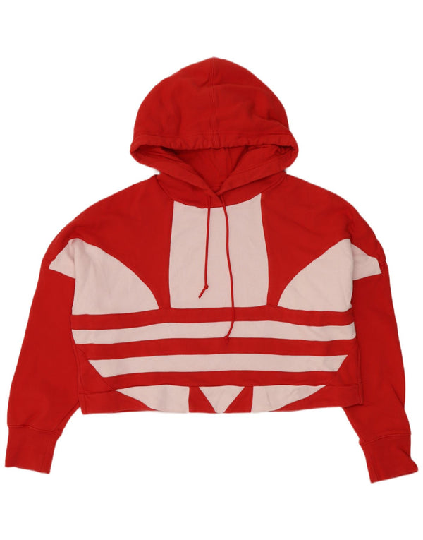 Maglione con cappuccio grafico oversize da donna Adidas UK 8 Small Rosso