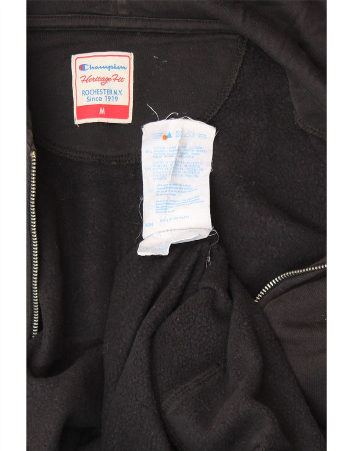 Maglione con cappuccio e zip CHAMPION da donna, vestibilità Heritage, UK 14, cotone nero medio