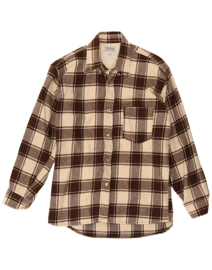 Camicia da uomo in flanella da boscaiolo Trend, piccolo cotone a quadri marrone
