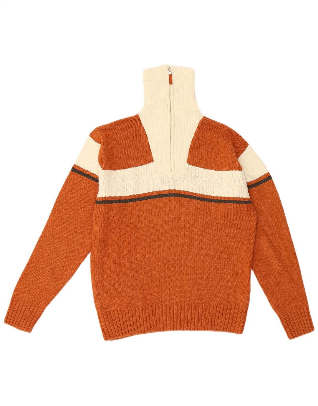 Tom Tailor Maglione da uomo con collo con zip, piccolo cotone color block marrone