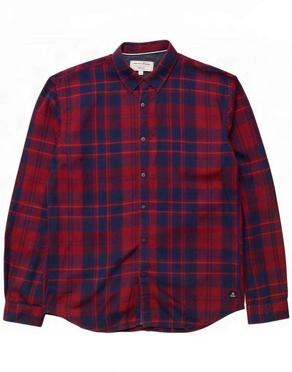 Tom Tailor Camicia in flanella da uomo XL Cotone a quadri rossi