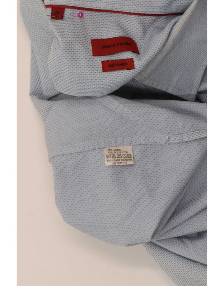 Camicia da uomo a maniche corte Regular Fit Pierre Cardin in cotone blu medio