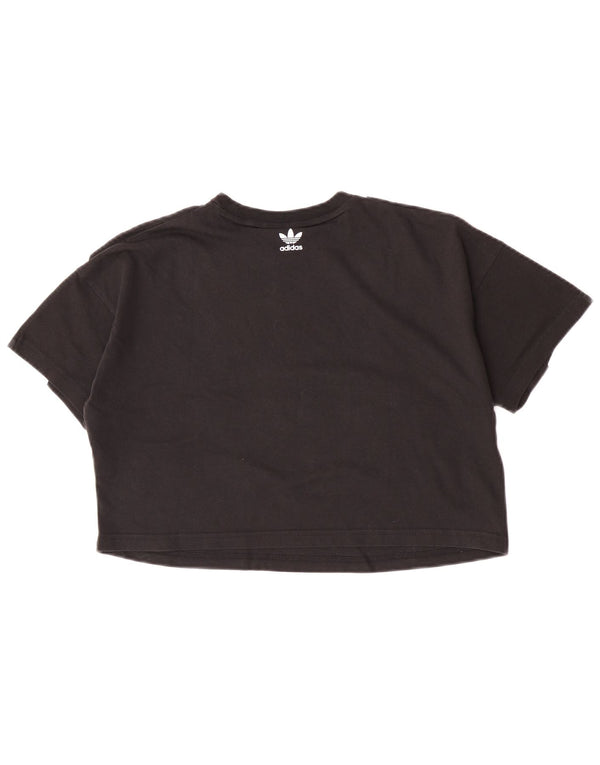 T-shirt grafica corta oversize da donna Adidas UK 4 XS cotone nero