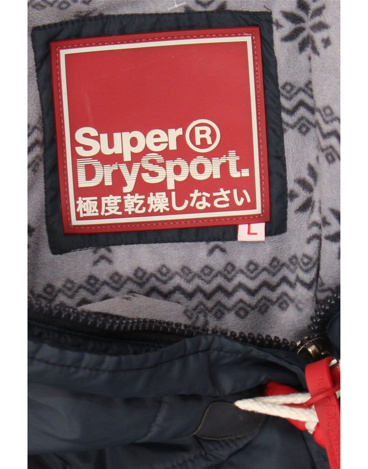 Giacca imbottita con cappuccio da donna Superdry UK 14 grande poliestere blu navy