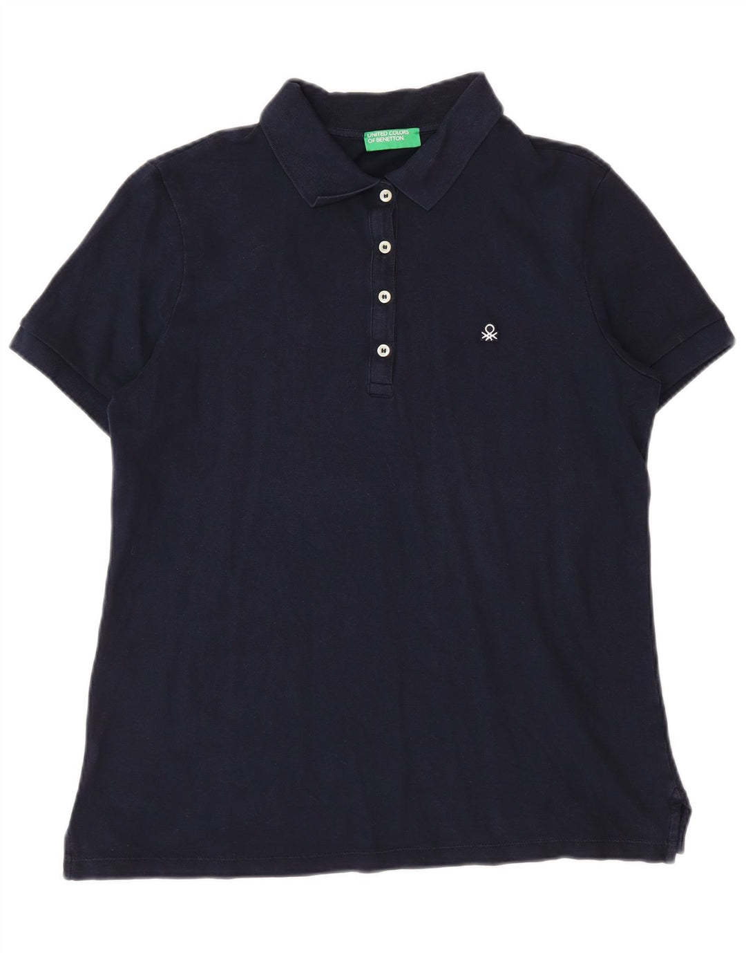 Polo da donna Benetton UK 14 cotone blu navy medio