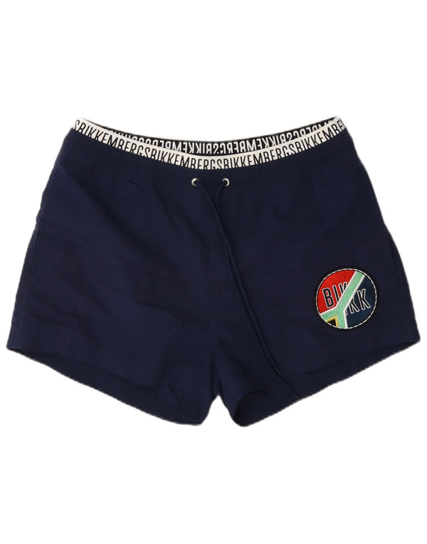 Bikkembergs Pantaloncini da bagno grafici da uomo grandi color block blu navy