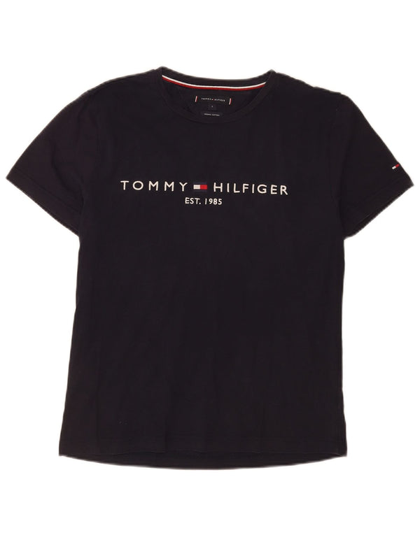 T-shirt grafica da uomo Tommy Hilfiger Top piccola in cotone blu navy