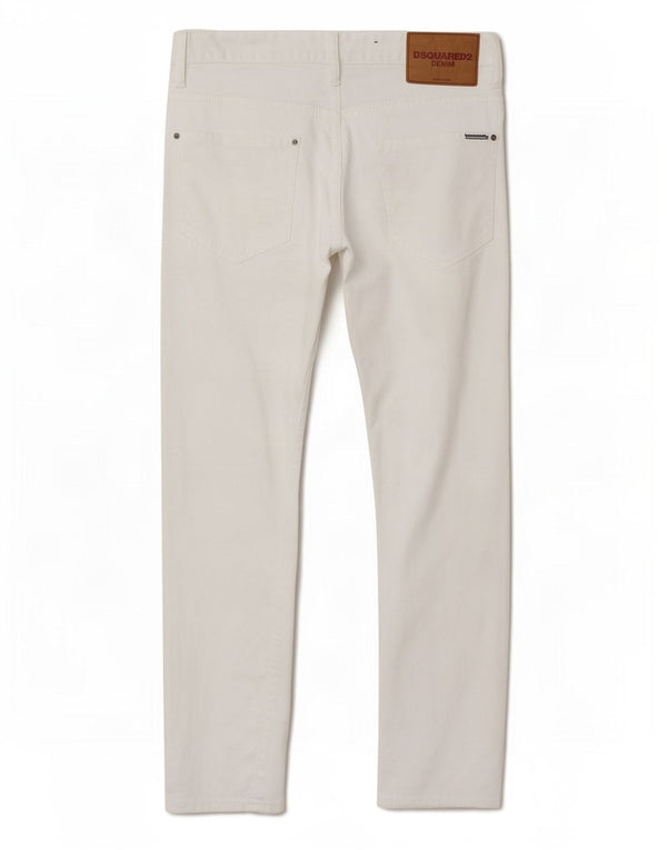 Jeans slim invecchiati da uomo Dsquared2 W36 L28 cotone bianco