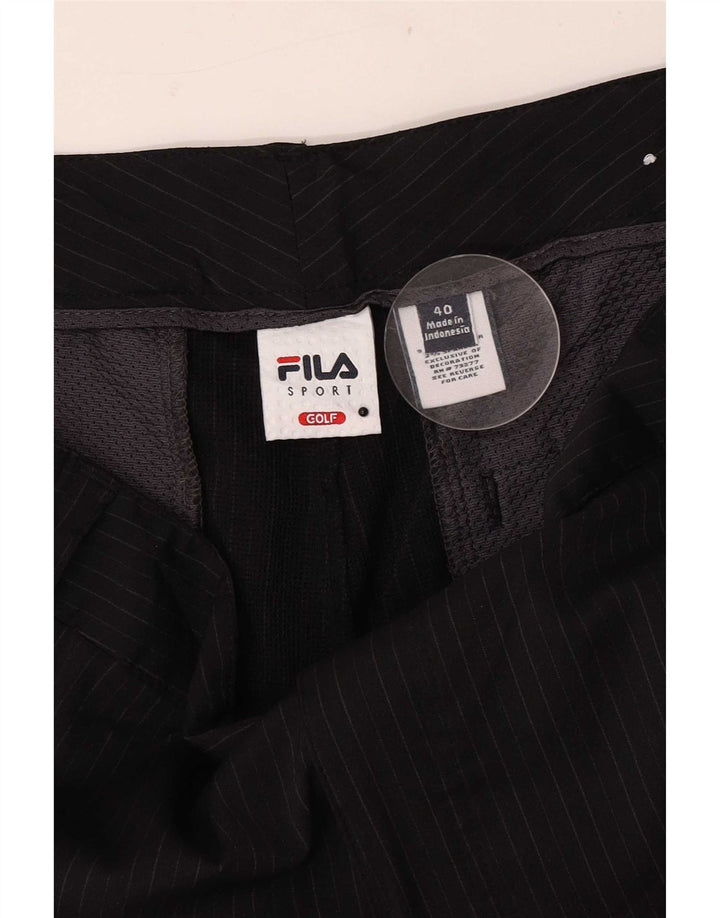 Pantaloncini chino da golf da uomo Fila W40 XL poliestere gessato nero