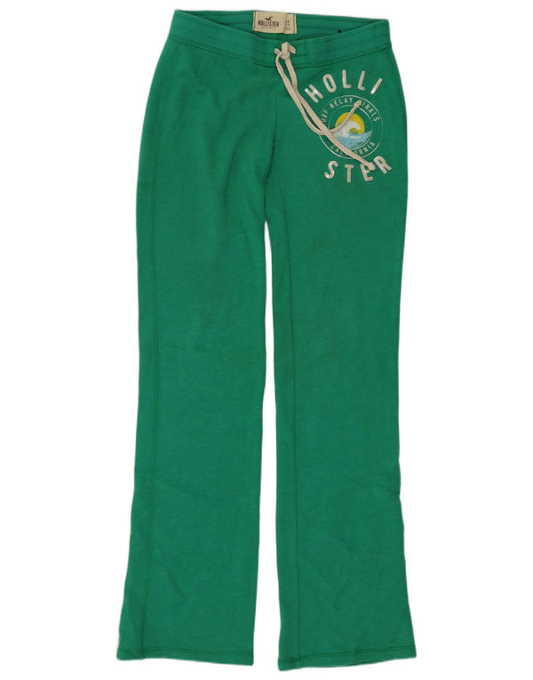 Pantaloni da tuta con grafica Hollister da donna UK 6 XS Verde Cotone