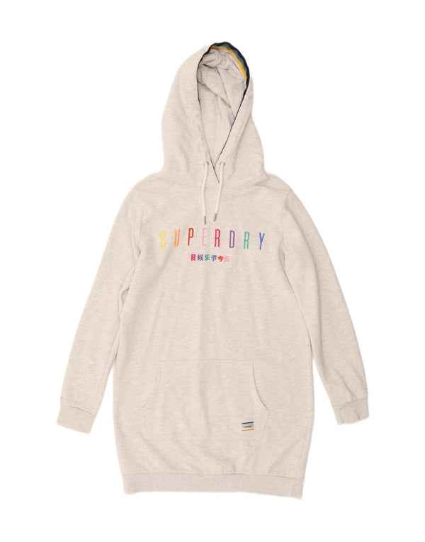 Abito con cappuccio a maniche lunghe da donna SUPERDRY UK 14 Grande poliestere grigio