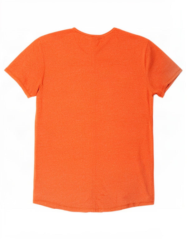 Tommy Hilfiger Mens Slim Fit T-Shirt Top Large Orange Flecked Cotton
