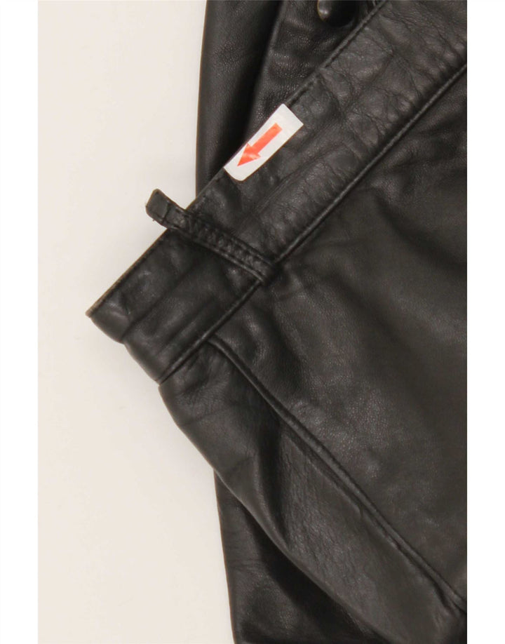 Pantaloni dritti in pelle da donna vintage IT 44 medi W26 L31 Pelle nera
