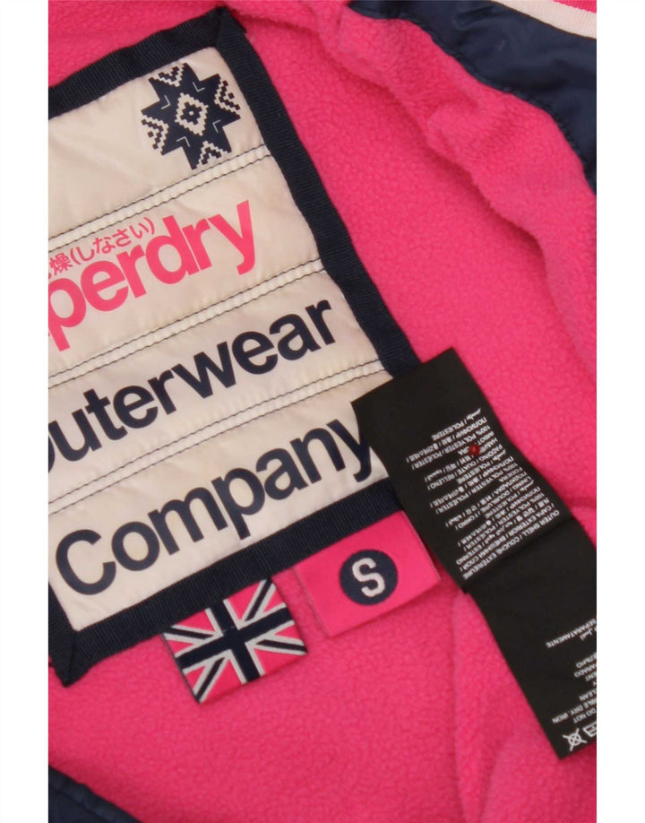 Giacca imbottita con cappuccio da donna Superdry UK 10 Small poliestere blu navy