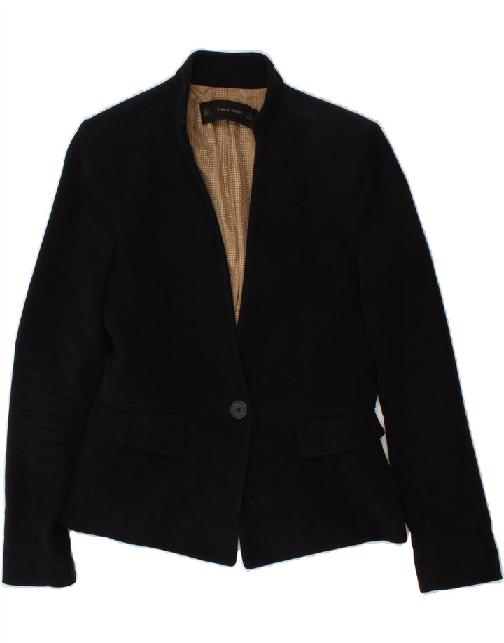 ZARA Womens 1 Button Blazer Jacket UK 10 Small Navy Blue Vintage Zara and Second-Hand Zara from Messina Hembry 