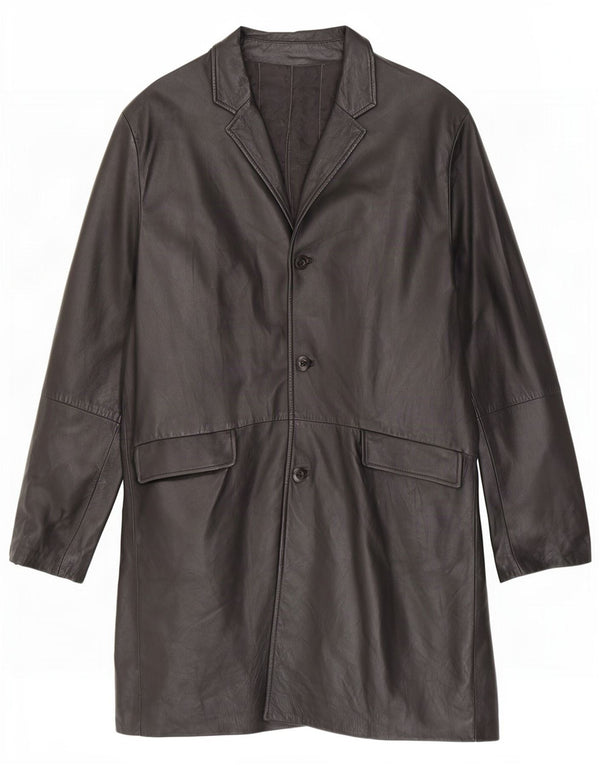 Cappotto in pelle vintage da uomo UK 40 grande nero