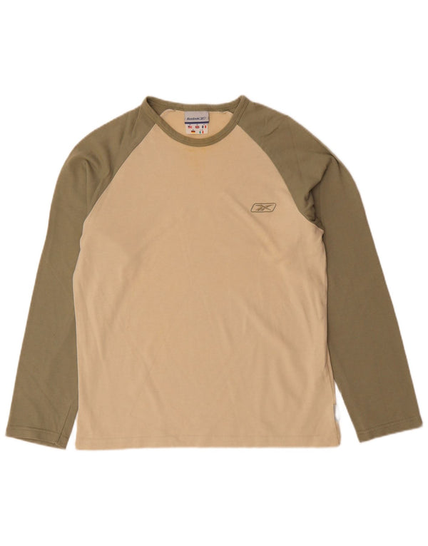 Maglia REEBOK da uomo a maniche lunghe XS in cotone color block beige