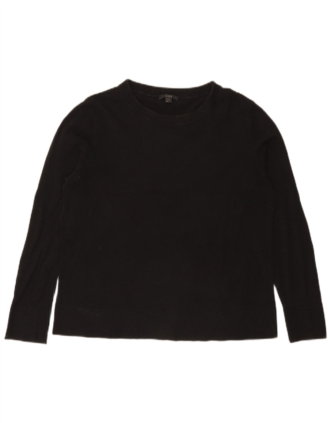 Maglione maglione con scollo a barca da donna Cos UK 14 cotone nero medio
