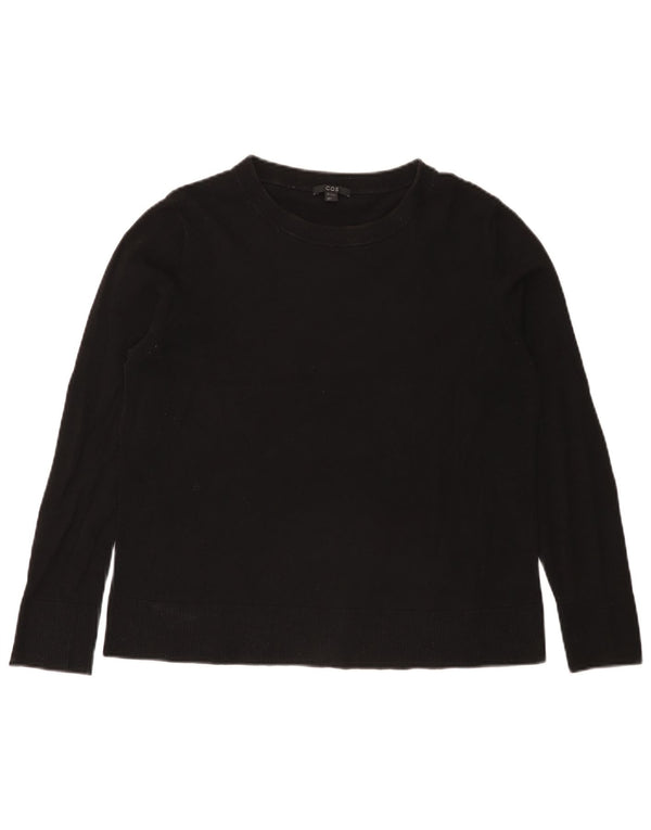 Maglione maglione con scollo a barca da donna Cos UK 14 cotone nero medio