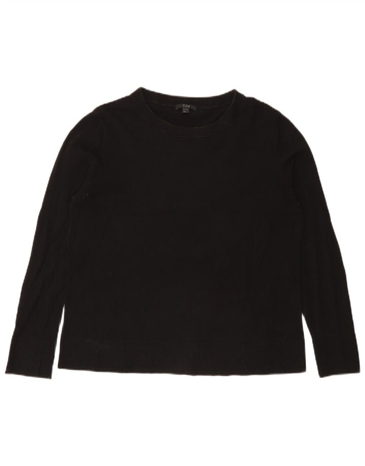 Maglione maglione con scollo a barca da donna Cos UK 14 cotone nero medio