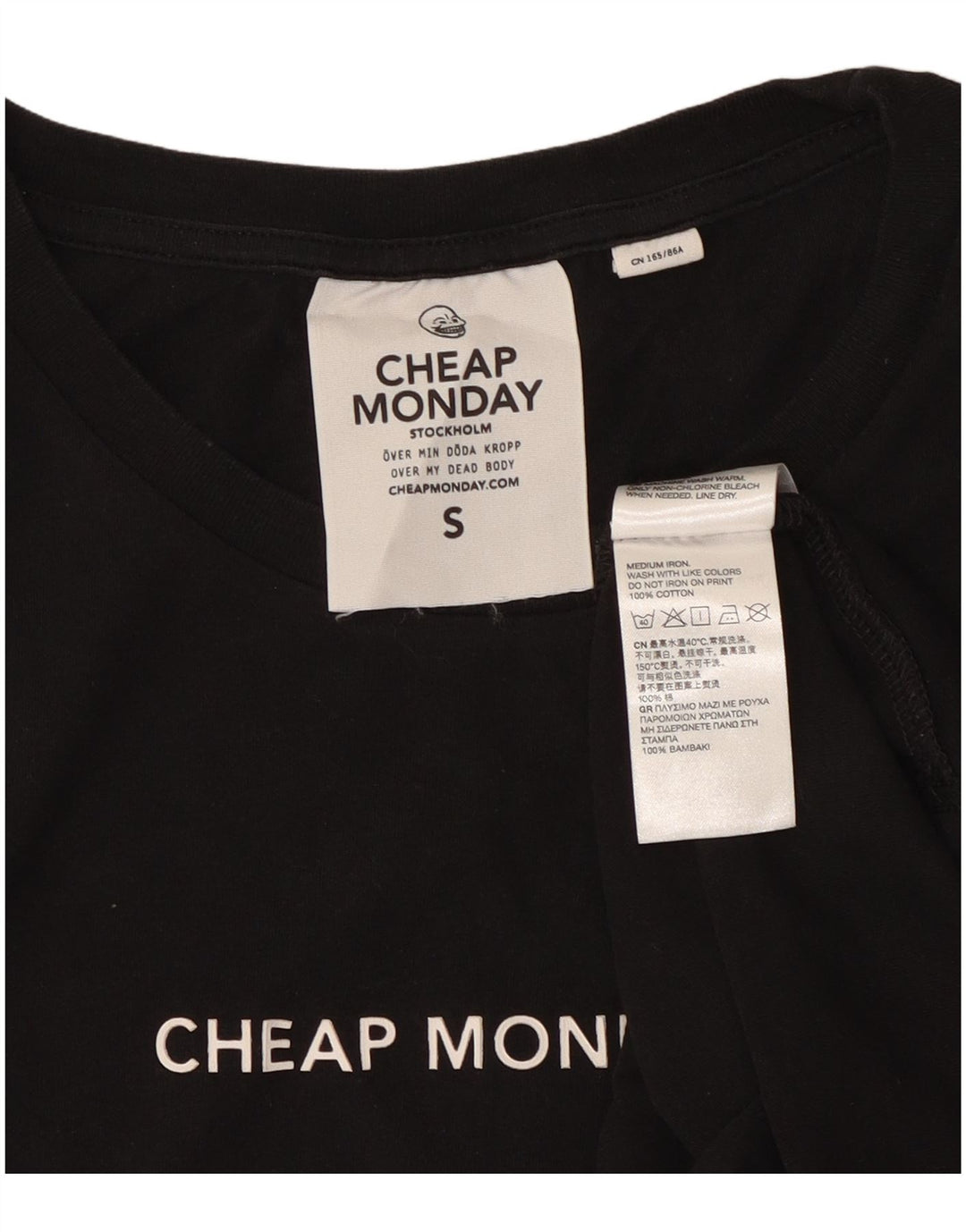 T-shirt da donna CHEAP MONDAY Top UK 10 piccola in cotone nero