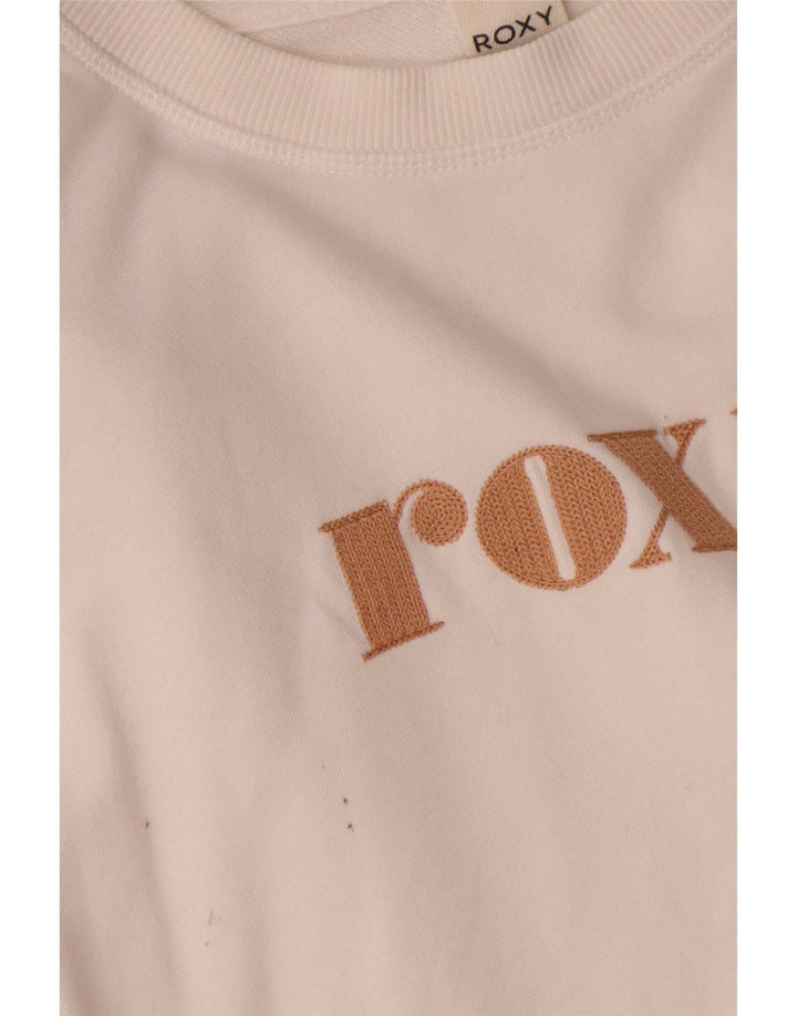 Felpa da donna con grafica corta oversize Roxy, taglia UK 10, piccola, bianca