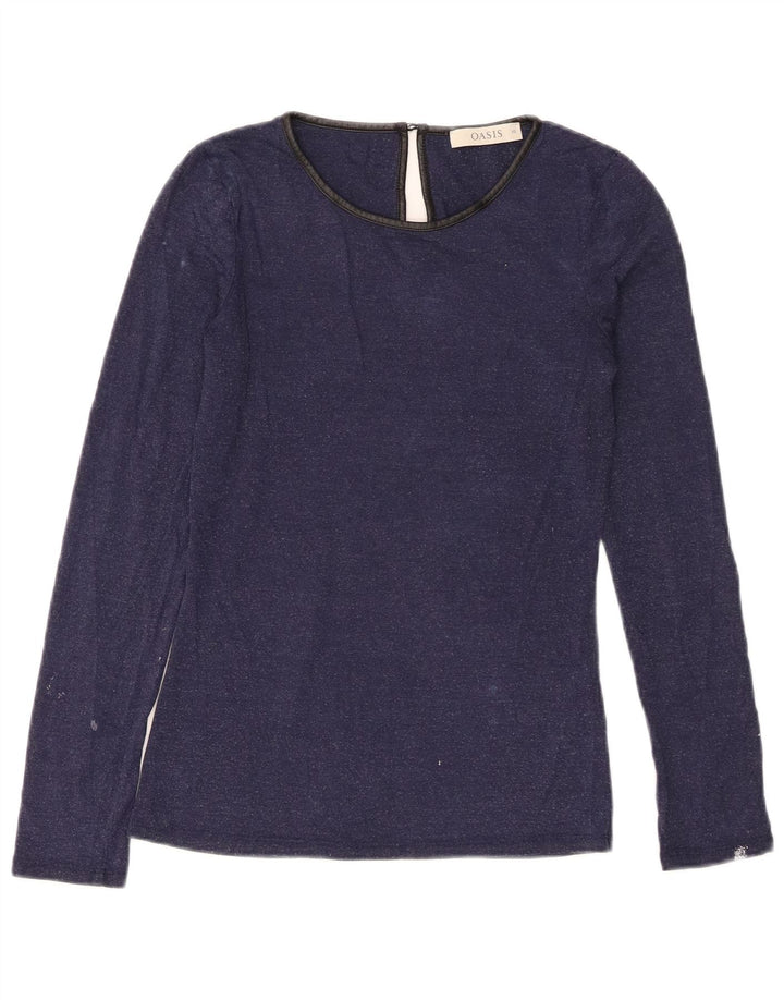 Top da donna a maniche lunghe Oasis UK 6 XS blu navy in viscosa