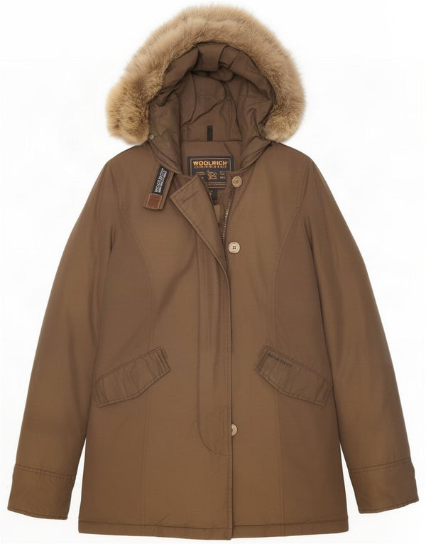 Woolrich Womens Hooded Padded Coat UK 10 Small Brown