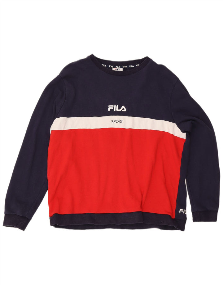 Fila Felpa grafica da uomo Maglione 2XL Cotone color block blu navy
