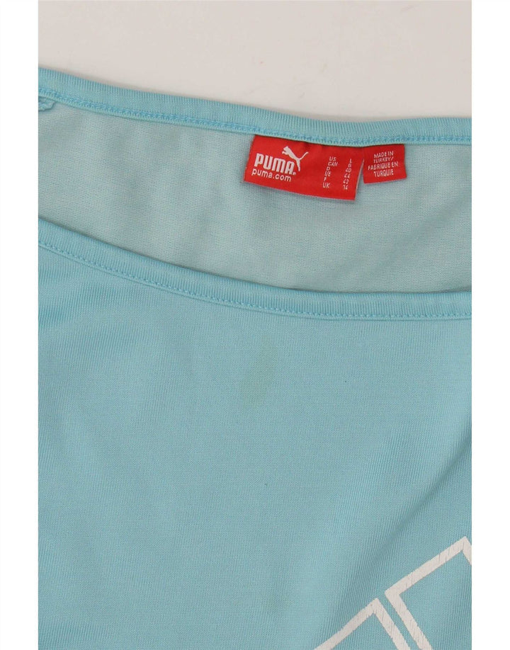 T-shirt grafica da donna Puma UK 14 grande blu