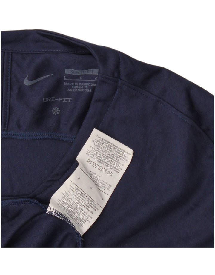 Nike - Maglia da uomo Dri Fit slim fit a maniche lunghe, grande, in poliestere blu navy