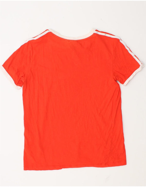 Adidas Womens Oversized T-Shirt Top UK 6 XS Orange Cotton
