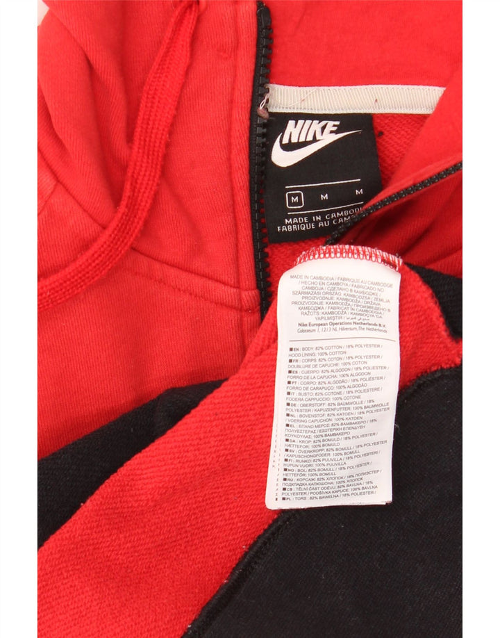 Felpa con cappuccio e zip grafica Nike da uomo in cotone color block medio nero