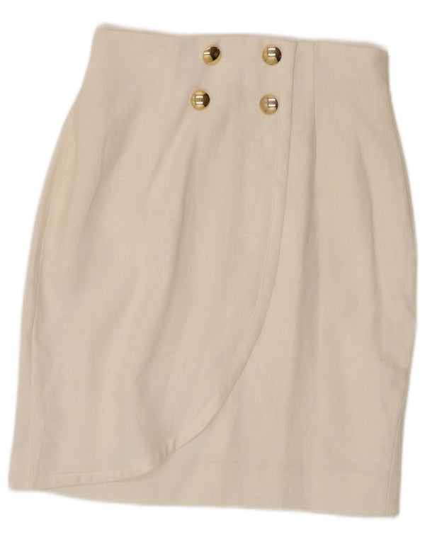 HOBBS Womens Pencil Skirt UK 10 Small W28  White Linen