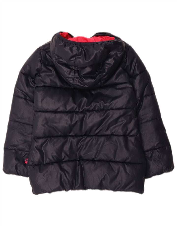 Giubbotto imbottito con cappuccio per bambina BENETTON 4-5 anni XS poliestere blu navy