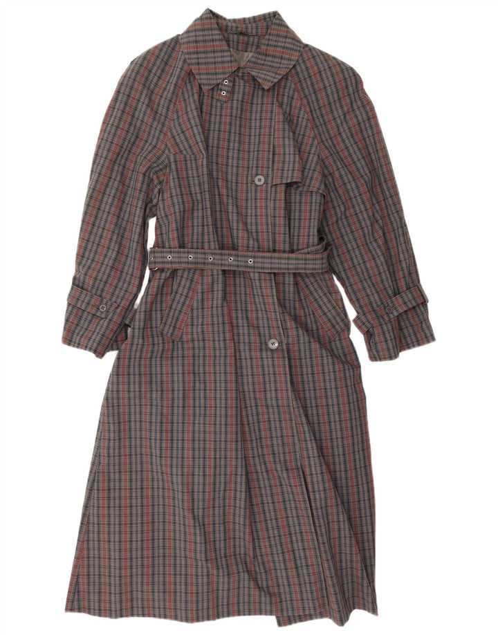 Trench vintage da donna EU 42 a quadri grigi grandi